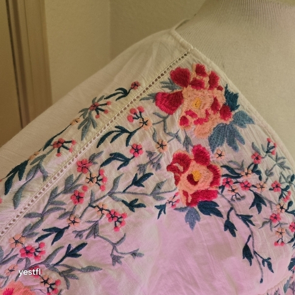 Sundance Embroidered Floral Artful Vines Dress Boho Cottagecore XS - Picture 5 of 7